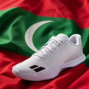 cardiovascular tennis Fort Lauderdale — Babolat Jet Mach 4 Wimbledon Grass Court Limited Edition Women's Tennis Shoes composed with the national flag of Maldives