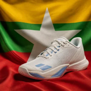 cardiovascular tennis Harbor Beach — Babolat Jet Mach Women's Tennis Shoes composed with the flag of Myanmar