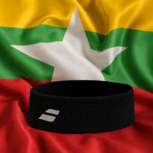 cardiovascular tennis Lake Ridge — Babolat Logo Tennis Headband composed with the national flag of Myanmar