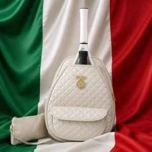 cardiovascular workout — Court Couture Monaco Argyle Tennis Backpack composed with the national flag of Italy