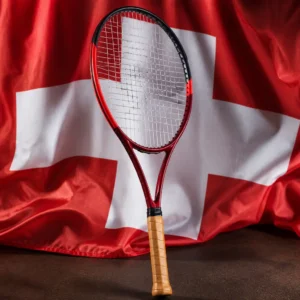 classes for tennis Fort Lauderdale — Dunlop CX 200 Tour Tennis Racquet composed with the red Swiss flag and white cross