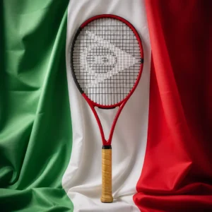 classes for tennis — Dunlop CX 200 Tour 18x20 Tennis Racquet composed with the green, white, and red flag of Italy