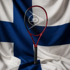 clinics for cardio tennis Fort Lauderdale — Dunlop CX Team 275 Tennis Racquet composed with the blue-cross flag of Finland