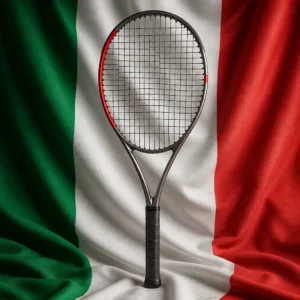 clinics for cardio tennis — Dunlop CX Team 265 Tennis Racquet composed with the green, white, and red flag of Italy