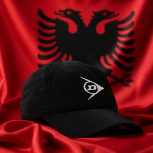 Colee Hammock cardiovascular tennis — Dunlop Performance Tennis Hat composed with the red Albanian flag and its black double-headed eagle