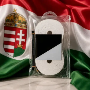 Colee Hammock tennis classes — Dunlop Super-Tac Tennis Overgrip 30-Pack composed with the red, white, and green national flag of Hungary