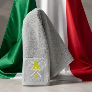 Coral Ridge cardio tennis clinics — Embroidered Tennis Towel composed with the Italian flag