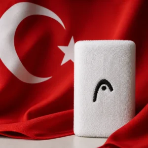 Croissant Park cardio tennis — Head 5 Inch Tennis Wristband composed with the red Turkish flag and its white crescent and star
