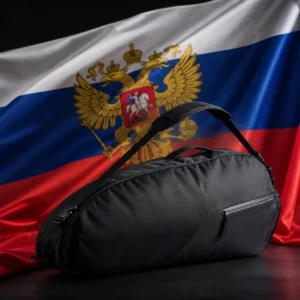 Croissant Park cardiovascular tennis clinics — Head Base S Tennis Bag (3 Racquet) composed with the white, blue and red flag of Russia