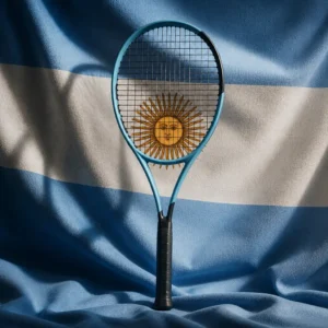 Croissant Park tennis clinic — Head Boom MP UL 2026 Tennis Racquet composed with the national flag of Argentina