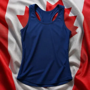 Croissant Park tennis fitness classes — Head Breakpoint Racerback Scoopneck Women's Tennis Tank Top composed with the Canadian flag