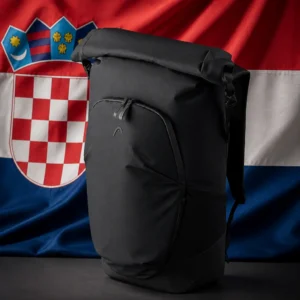 Dorsey Riverbend tennis clinic — Head Pro X Racqpack Tennis Bag composed with the red, white, and blue flag of Croatia