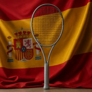 Edgewood cardiovascular tennis classes — Head Squared Tennis Racquet composed with the red and yellow national flag of Spain