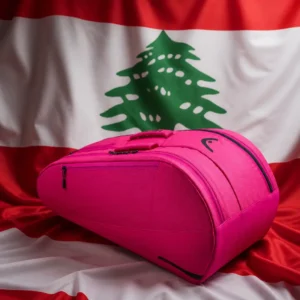 Edgewood tennis clinics — Head Tour Tennis Bag (6 Racquet) composed with the red, white, and green flag of Lebanon