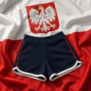 evening cardio tennis class Fort Lauderdale — Lacoste Heritage Stretch Piqué Women's Tennis Shorts composed with the white and red flag of Poland