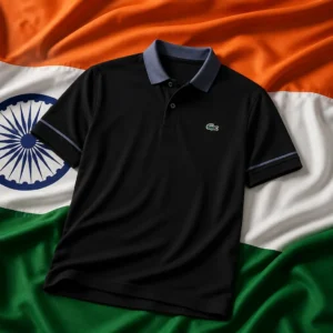 evening cardio tennis clinic — Lacoste Novak Djokovic Men's Tennis Polo composed with the national flag of India