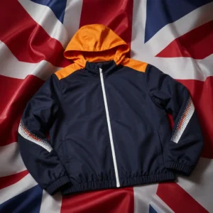 evening cardio tennis clinics Fort Lauderdale — Lacoste Recycled Polyester Hooded Men's Tennis Jacket composed with the Union Flag of the United Kingdom