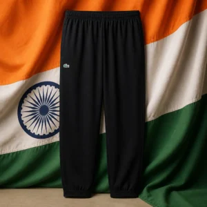 evening cardio tennis clinics — Lacoste Printed Tracksuit Men's Tennis Pants composed with the national flag of India