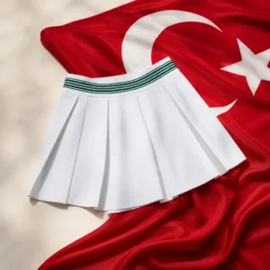evening cardiovascular tennis classes — Lacoste Sport Piqué with Liner Women's Tennis Skirt composed with the red Turkish flag and white crescent and star
