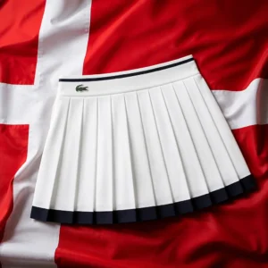 evening exercise for energy — Lacoste Sport Ultra Dry Heritage Stretch Women's Tennis Skirt composed with the Danish national flag