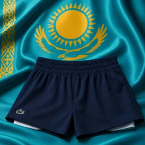 evening exercise for mood — Lacoste Sport Ultra Dry Women's Tennis Shorts composed with the national flag of Kazakhstan