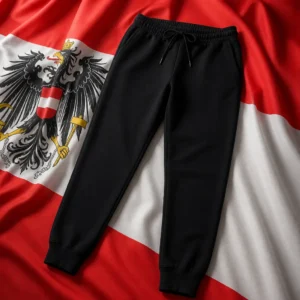 evening exercise for resilience — Lacoste Two Ply Women's Tennis Track Pants composed with the red-white-red national flag of Austria