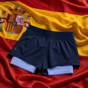 evening exercise for stress — Lacoste Ultra Dry Lined Women's Tennis Shorts composed with the national flag of Spain