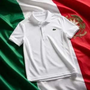 evening tennis classes — Lacoste x Novak Djokovic Men's Tennis Polo Shirt composed with the Italian national flag