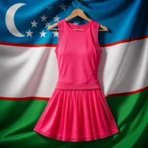 exercise for endorphins — Lucky in Love Next Level Women's Tennis Dress composed with the national flag of Uzbekistan