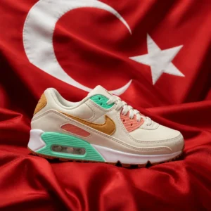 exercise for mindfulness — Nike Air Max 90 LX Happy Pineapple Women's Shoes with the red Turkish flag and white crescent and star