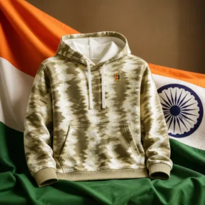 exercise for social connection — Nike Court Dri-FIT Fleece Men's Tennis Hoodie composed with the national flag of India