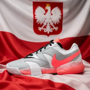 exercise for wellness — Nike Court Lite 4 Women's Tennis Shoes composed with the white and red flag of Poland