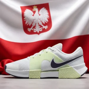 exercise to help with depression — Nike GP Challenge 1.5 Hard Court Men's Tennis Shoes composed with the white and red flag of Poland