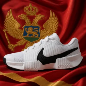 exercise to help with loneliness — Nike GP Challenge Pro Women's Tennis Shoes composed with the national flag of Montenegro