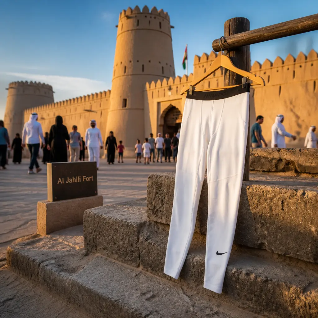 exercise to help with stress — Nike Pro Warm Training Men's Tights photographed at Al Jahili Fort in Al Ain, United Arab Emirates