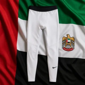 exercise to help with stress — Nike Pro Warm Training Men's Tights composed with the national flag of the United Arab Emirates