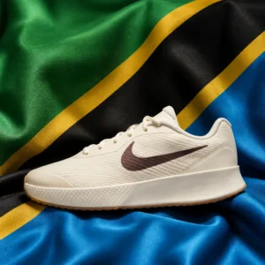 fast paced cardio tennis class — Nike Vapor Lite 3 Hard Court Women's Tennis Shoes composed with the national flag of Tanzania