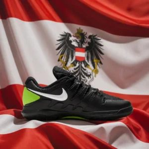 fast paced cardio tennis classes — Nike Vapor X Junior Tennis Shoes composed with the red-white-red national flag of Austria