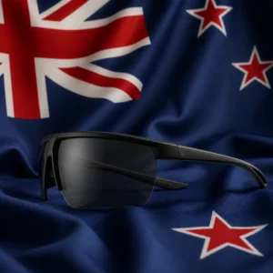 fast paced cardio tennis clinic — Nike Windshield Sunglasses composed with the national flag of New Zealand