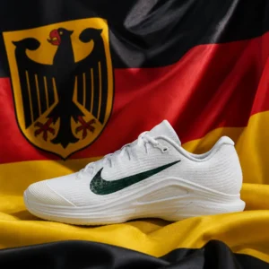 fast paced cardio tennis Fort Lauderdale — Nike Zoom Vapor 12 PRM Hard Court Men's Tennis Shoes composed with the black-red-gold flag of Germany