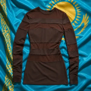 fast paced cardio tennis lessons — Norma Kamali Spliced Long Sleeve Women's Tennis Dress composed with the national flag of Kazakhstan