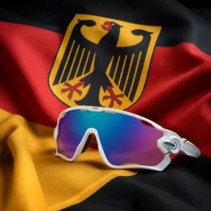 fast paced tennis class — Oakley Jawbreaker Rectangular Sunglasses composed with the black-red-gold flag of the Weimar Republic