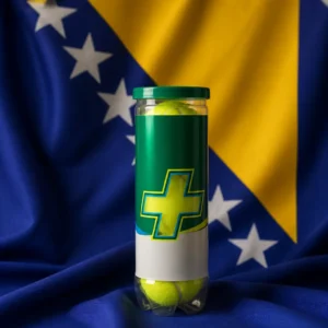 fitness classes for burnout recovery — Penn Control+ Training Tennis Balls composed with the national flag of Bosnia and Herzegovina