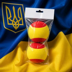 fitness classes for depression support — Penn QST 36 Foam Training Tennis Balls with the blue and yellow flag of Ukraine