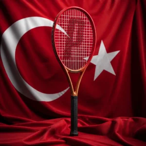 fitness classes for mental fitness — Prince Beast DB 100 280g Tennis Racquet composed with the red Turkish flag bearing a white crescent and star