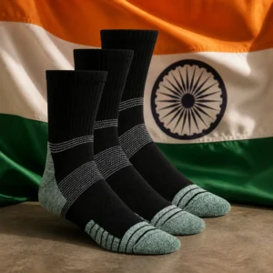 fitness classes for social connection — Prince Low Crew Men's Tennis Socks 3-Pack composed with the national flag of India