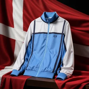Flagler Village tennis class — Sergio Tacchini Campo Court Track Men's Tennis Jacket composed with the national flag of Denmark