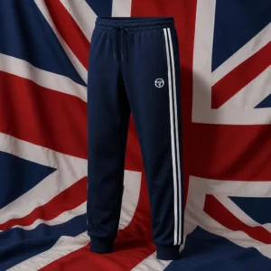 Flagler Village tennis clinics — Sergio Tacchini Damarindo Archivio Men's Track Pants composed with the flag of the United Kingdom