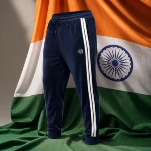 Flagler Village tennis fitness classes — Sergio Tacchini Damarindo Velour Track Men's Tennis Pants composed with the national flag of India