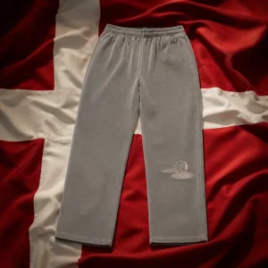 Fort Lauderdale adult cardiovascular tennis classes — Sergio Tacchini Nuvola Velour Men's Track Pants composed with the flag of Denmark, the red Dannebrog with its off-centre white Nordic cross